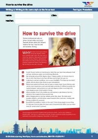 Worksheets Year 10: How to survive the drive Writing 4
