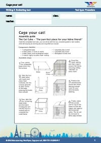 Worksheets Year 8: Cage Your Cat - Writing 3