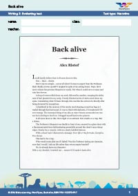 Worksheets Year 9: Back alive Writing 3