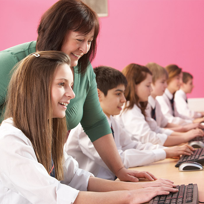 teacher in classroom of students